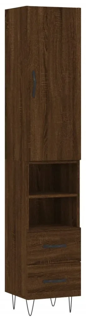 Credenza rovere marrone 34,5x34x180 cm in legno multistrato