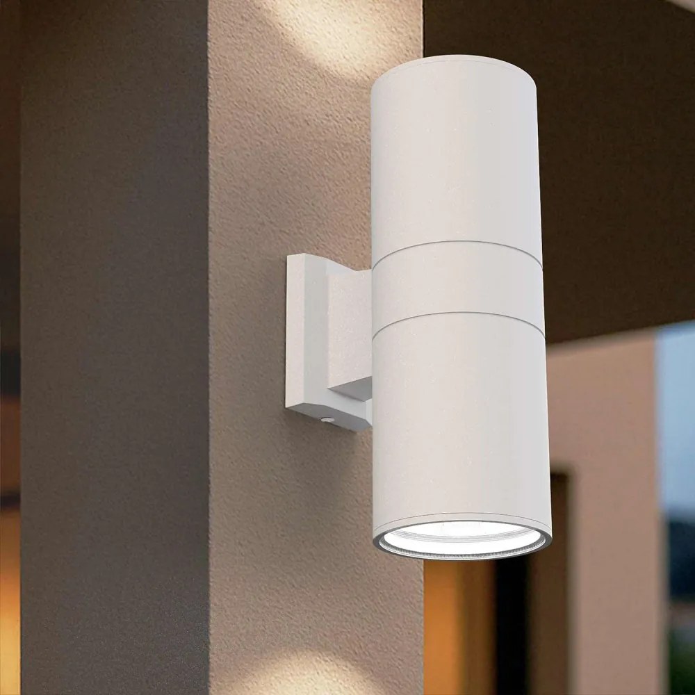 Applique Cilindrica Bidirezionale XL, IP54, Con 2 basi E27 - Bianca Base E27