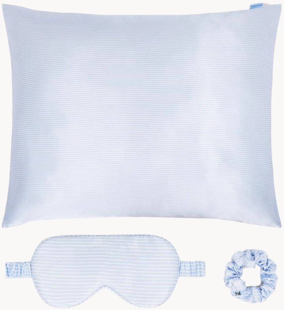 Set di 3 prodotti per il sonno in seta Stripe S