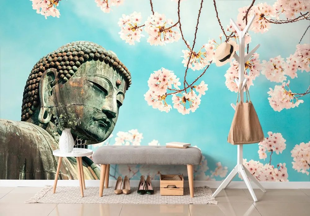 Carta da parati – Statua di Buddha con ciliegia