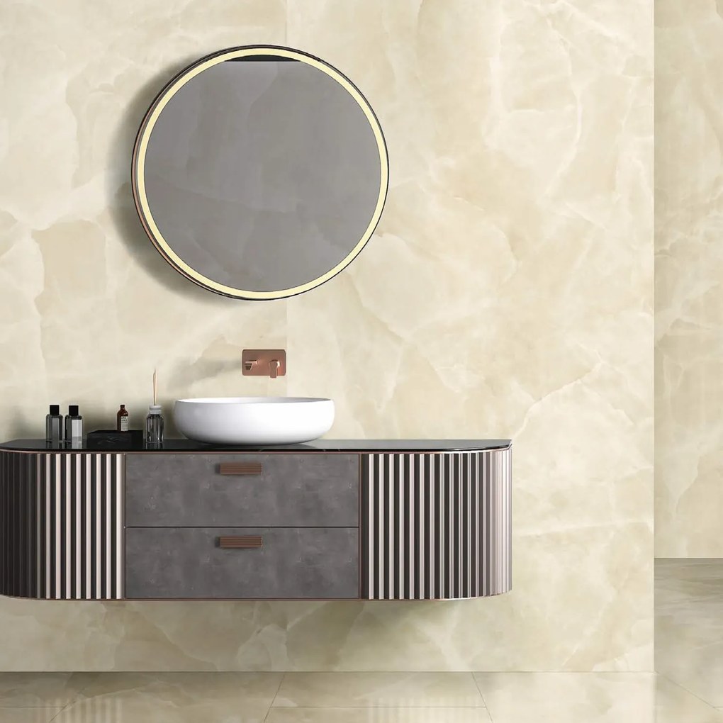 Gres Porcellanato Effetto Marmo Onice Beige Lucido 60X120 - Eoxi128