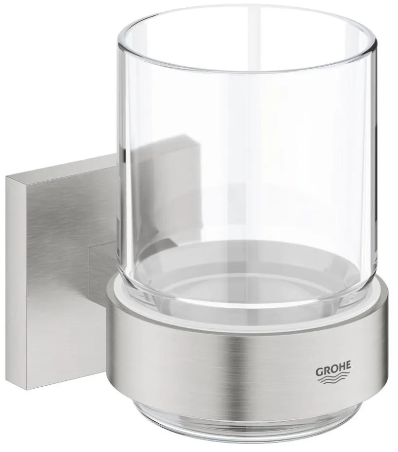 GROHE 41097DC0 - Bicchiere con supporto START CUBE in acciaio inox