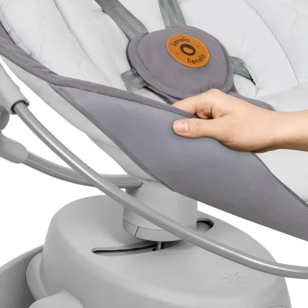 Lionelo - Dondolo per bambini con melodia MELL Grigio Pietra 4xAA + telecomando
