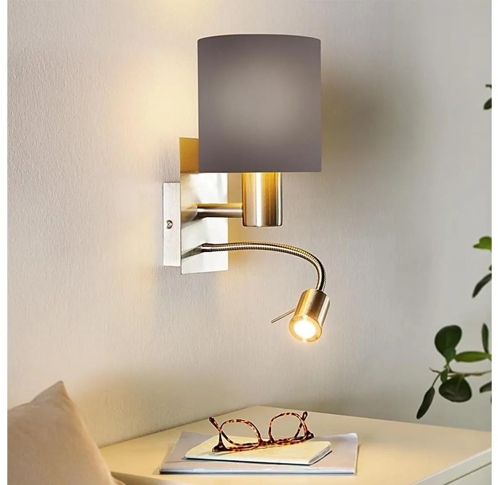 Eglo 96481 - Lampada LED flessibile PASTERI 1xE27/40W+LED/3,8W grigio