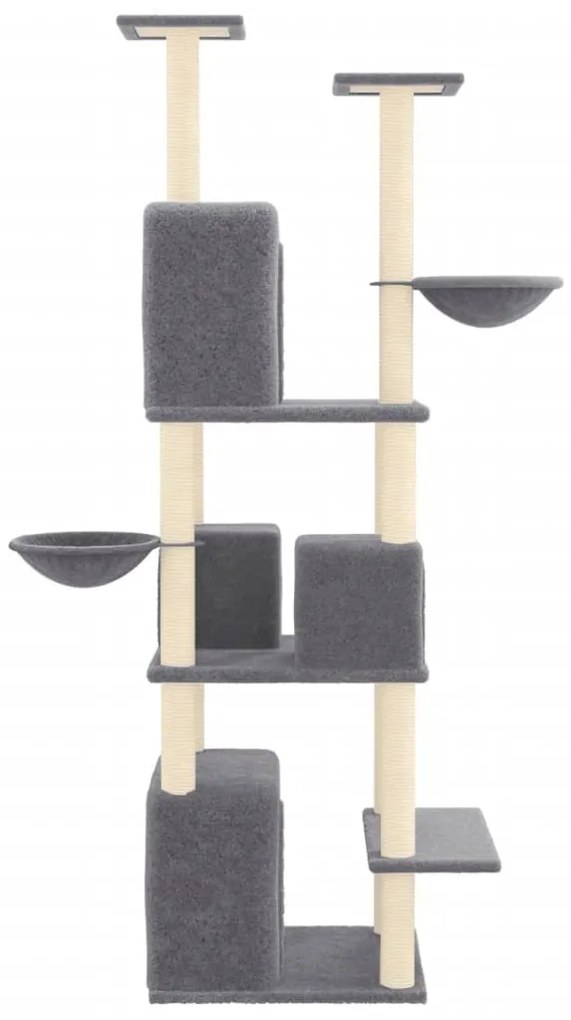 Albero per gatti con tiragraffi in sisal grigio scuro 180 cm