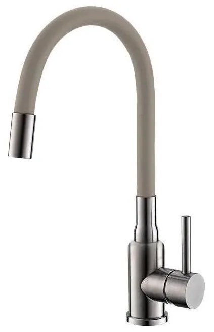 ALVEUS 1144429-Rubinetto per lavello con braccio flessible MINTAS 34 cm acciaio/beige