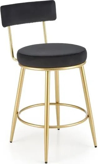 Sgabello da bar imbottito H-115 in velluto nero