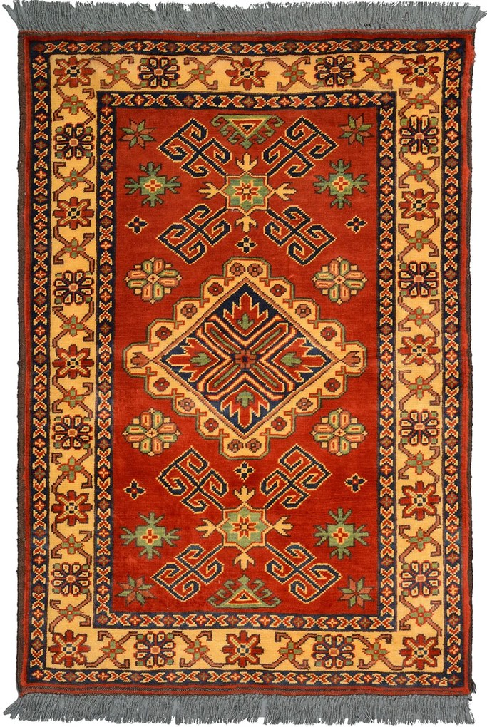 Kazak Tappeto 120x80 Rosso (Afghanistan) Annodato A Mano