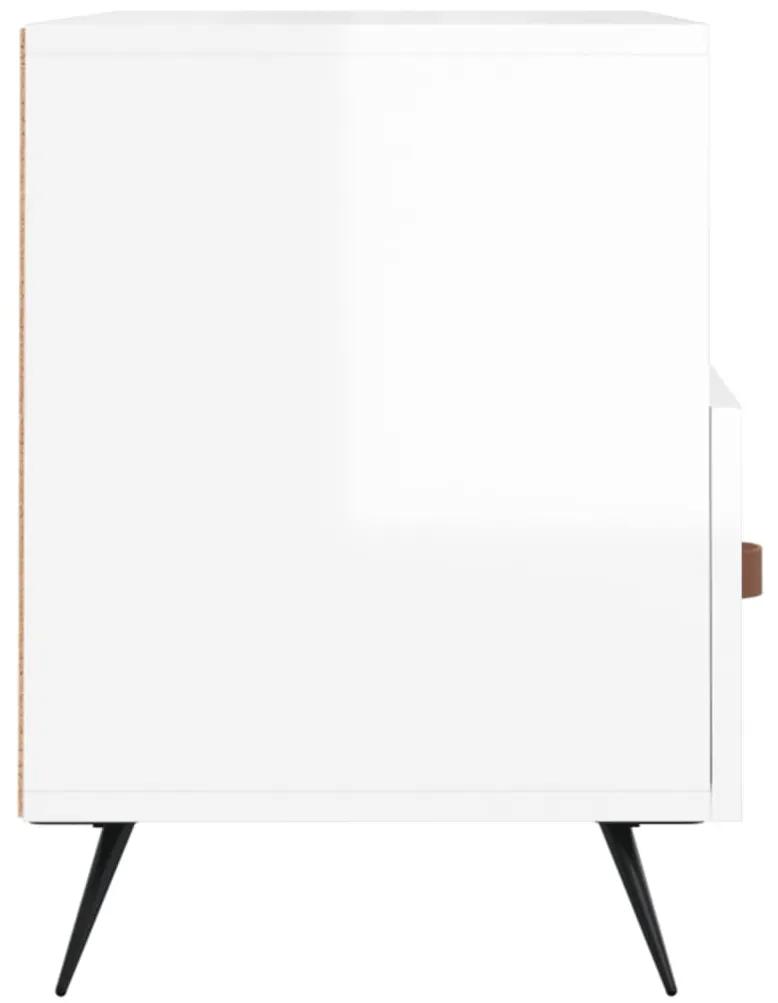 Mobile Porta TV Bianco Lucido 80x36x50 cm in Legno Multistrato