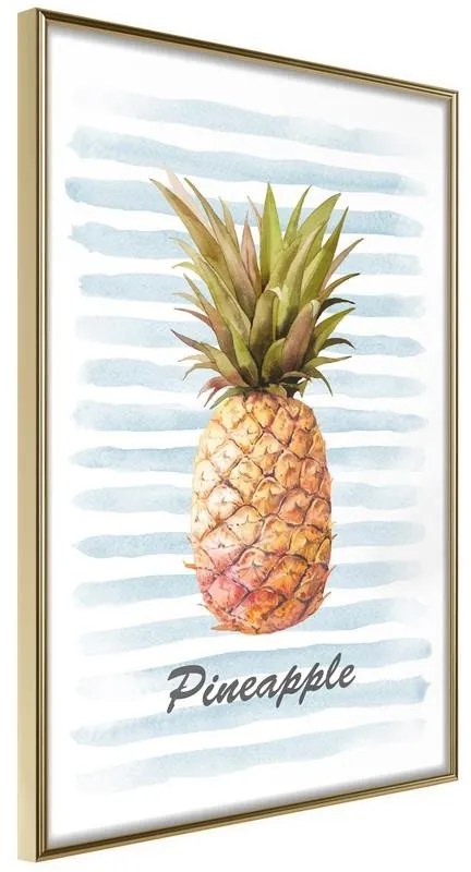 Poster Pineapple on Striped Background