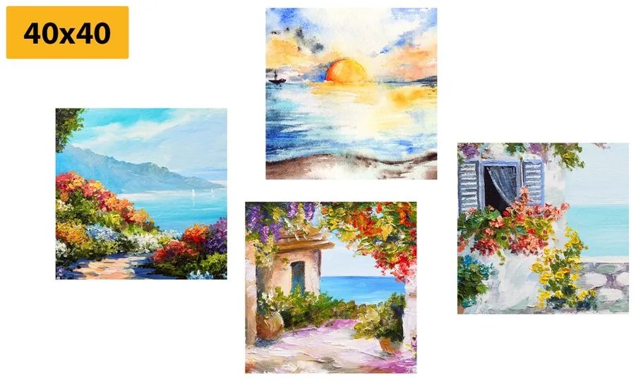 Set di quadri – Alba sul mare