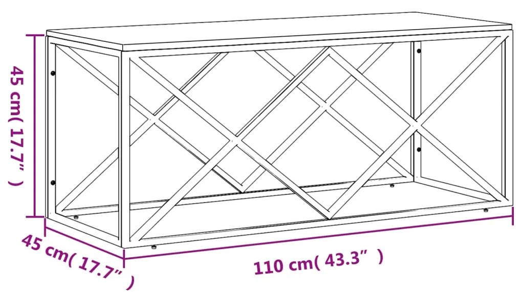 Tavolino da Salotto in Acciaio Inox e Legno Massello di Acacia