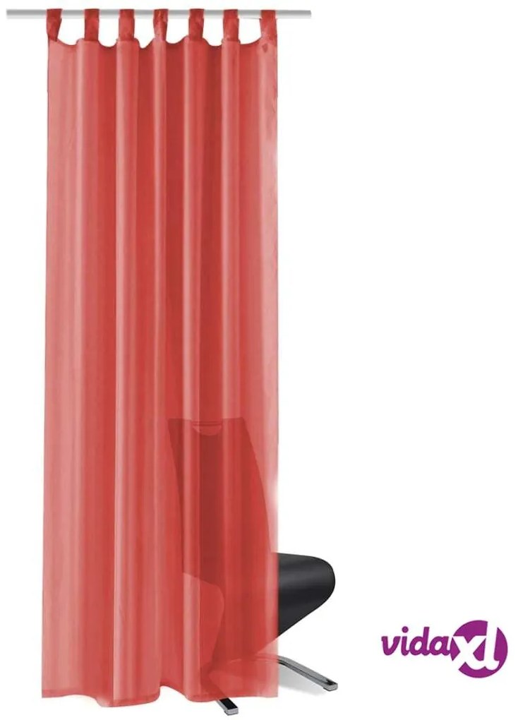 vidaXL 2 Pz Tende in Voile 140x225 cm Rosso