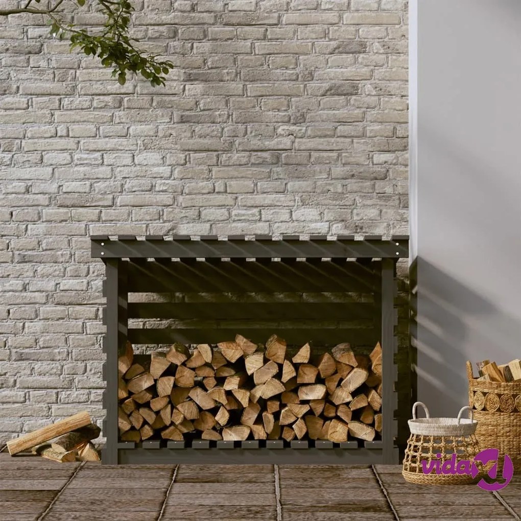 vidaXL Portalegna Grigio 108x73x79 cm in Legno Massello di Pino