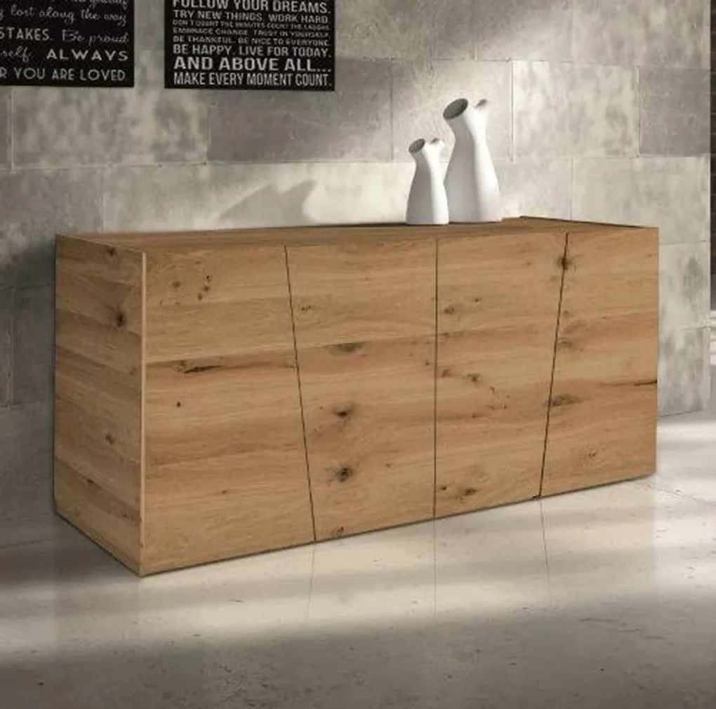 Credenza in noce arte povera, con 4 porte e 4 cassetti 205x94