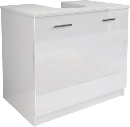 Mobile bagno sotto lavello copricolonna con 2 ante in legno Bianco Lucido