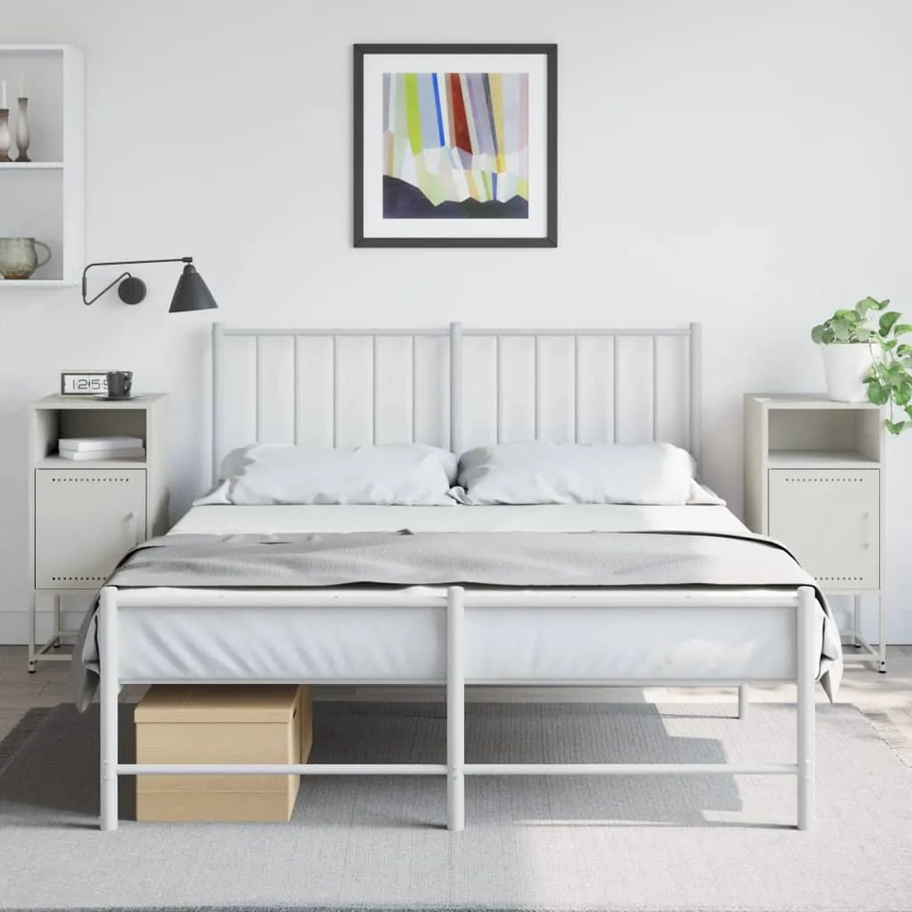 Comodini 2 Pz Bianchi 36x39x78 Cm İn Acciaio /