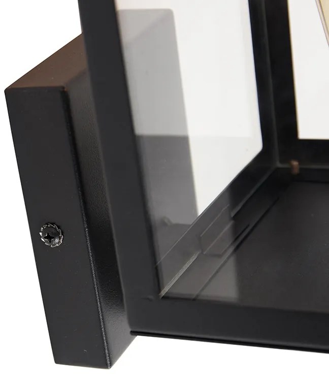 Lampada da parete per esterni moderna nera con vetro 30 cm - Rotterdam