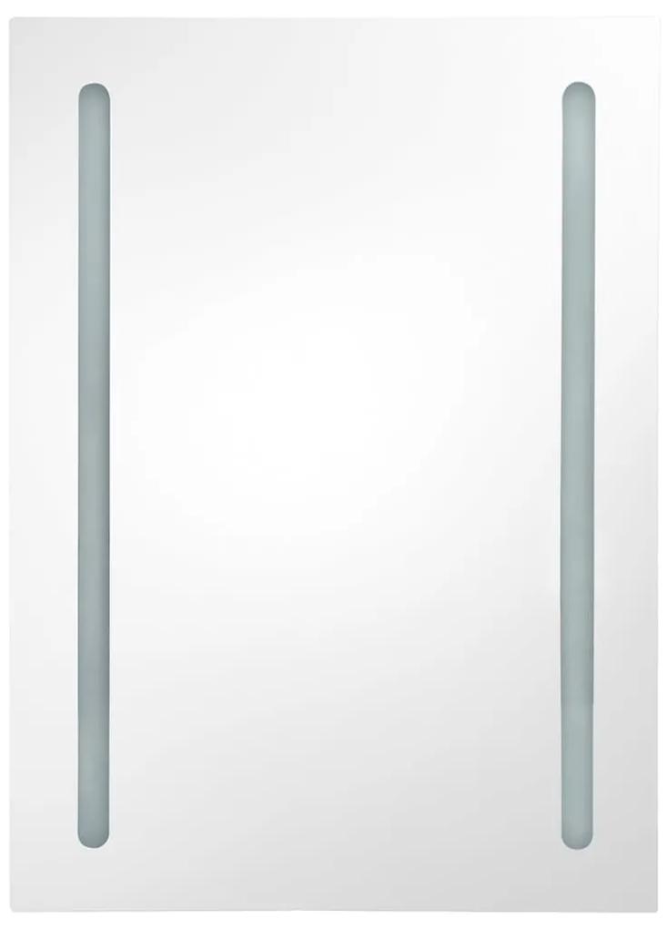 Armadietto bagno con specchio e led grigio cemento 50x13x70 cm