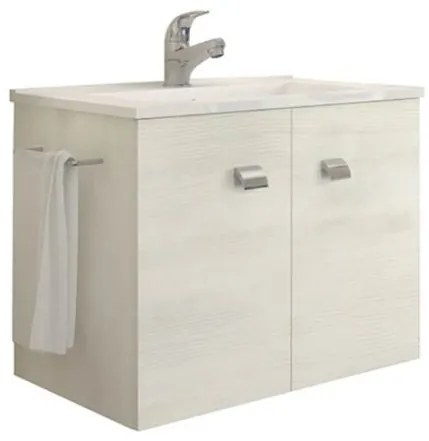 Mobile bagno sospeso 60 cm con lavabo e portasalviette rovere bianco - Erika 99029