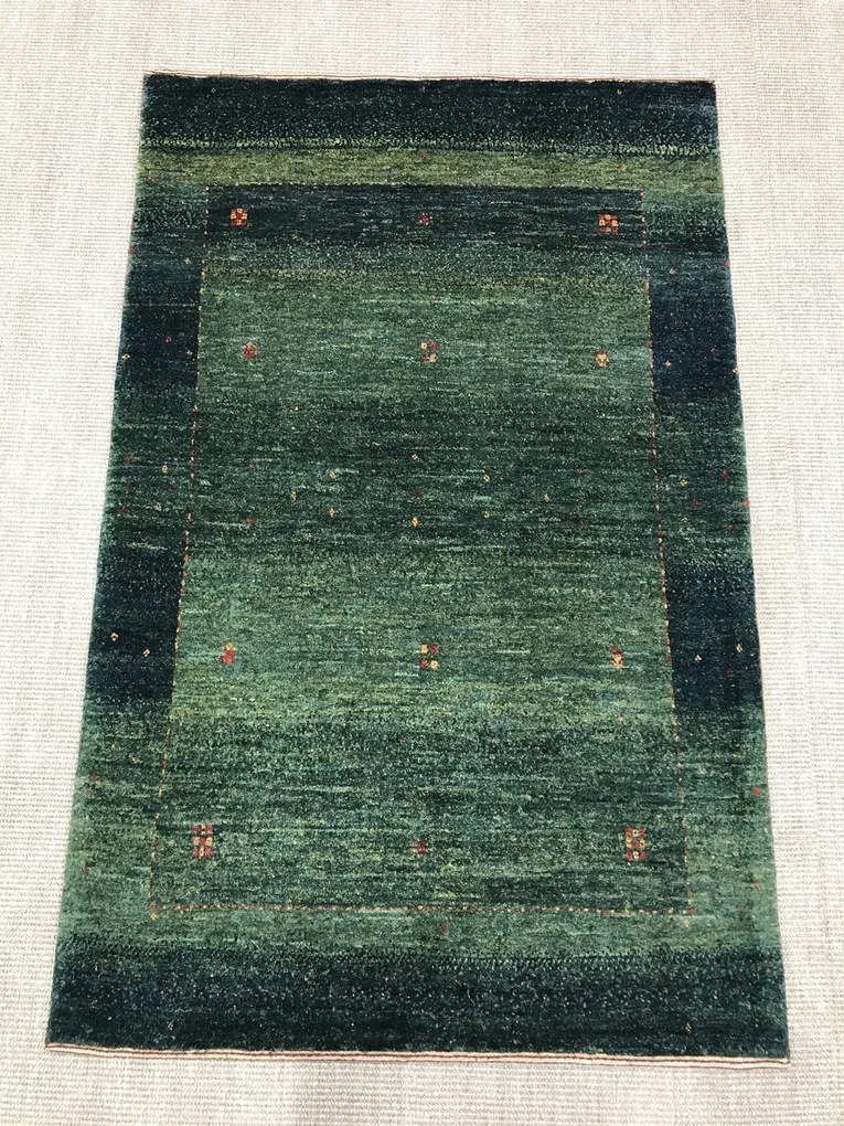 Loribaft Tappeto 100 x 150 Verde (Iran) Annodato A Mano