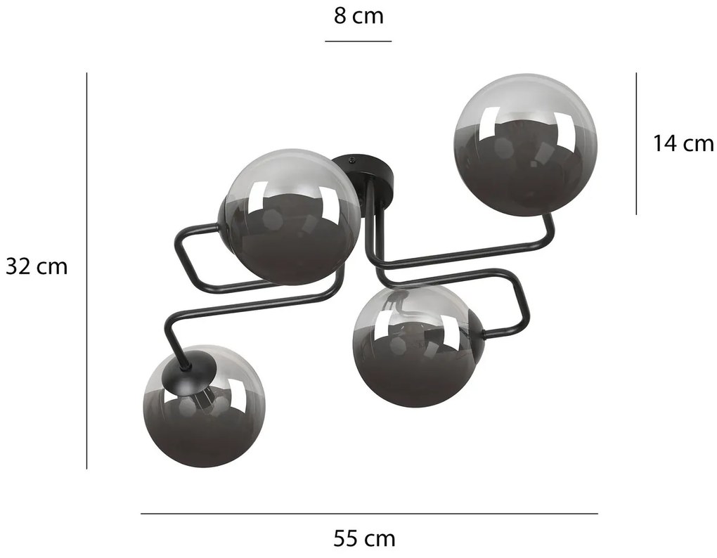 Lampadario da Soffitto BRENDI 4 in acciaio e vetro 4xE14