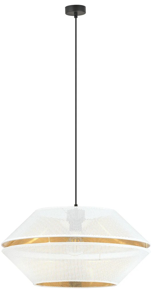 Sospensione Contemporanea 1 Luce Enea In Metallo Bianco E Oro