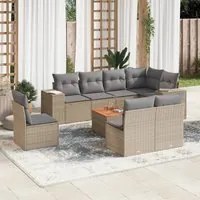 Set Divano da Giardino 9 pz con Cuscini Beige in Polyrattan 3257816