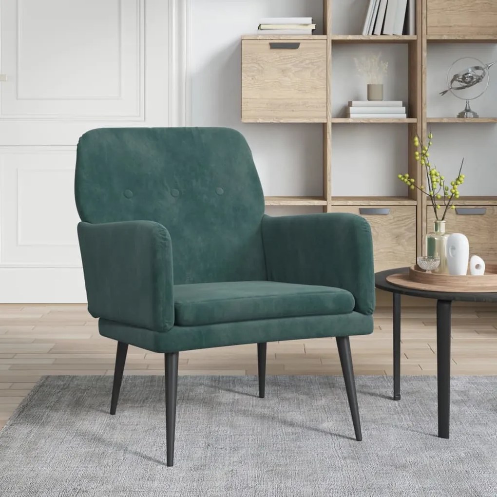 Poltrona Verde Scuro 62x79x79 Cm Velluto /