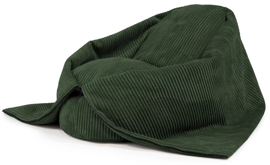 Pouf a sacco per bambini verde con rivestimento in velluto a coste Cocoon 80 – SLOWDOWN