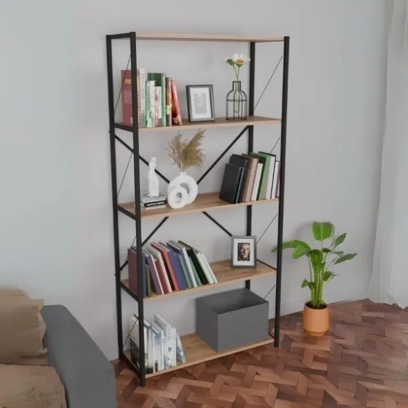 Libreria 5 Ripiani Stile Industrial 88x34x180 Jacob Rovere