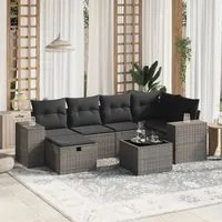 Set Divani da Giardino 7pz con Cuscini Grigio Chiaro Polyrattan 3264428