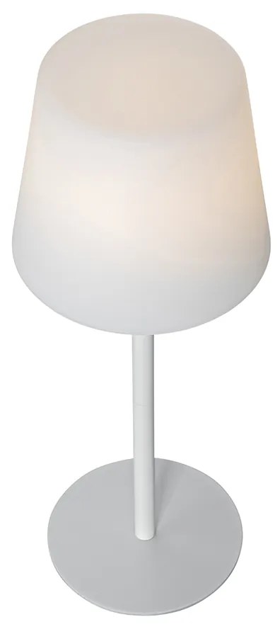 Lampada da tavolo bianca ricaricabile con LED e dimmer IP54 - Jude