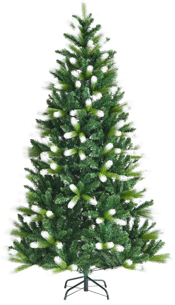 Costway Albero di Natale innevato 180cm con 850 rami in PVC, Pino realistico con base pieghevole di metallo per casa