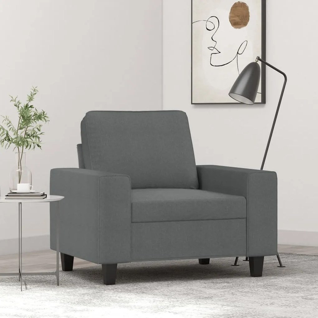 Poltrona Grigio Scuro 60 Cm İn Tessuto /