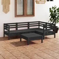 Set Salotto da Giardino 5 pz in Legno Massello di Pino Nero 3082696