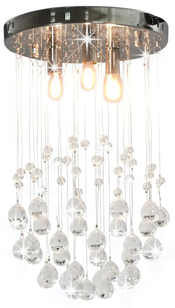 Lampadario Perle Di Cristallo A Sfera Argento 3 lampadine G9 /