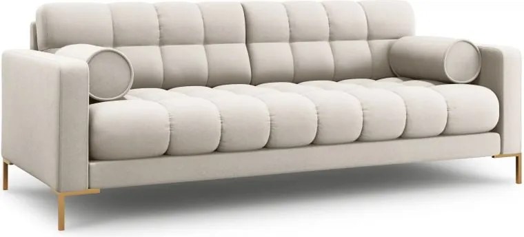 Divano Bali 4 posti in tessuto strutturato gambe oro - L217cm