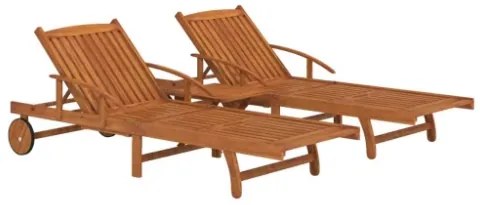 Set Lettino Prendisole con Tavolo 2 pz Legno di Massello Acacia