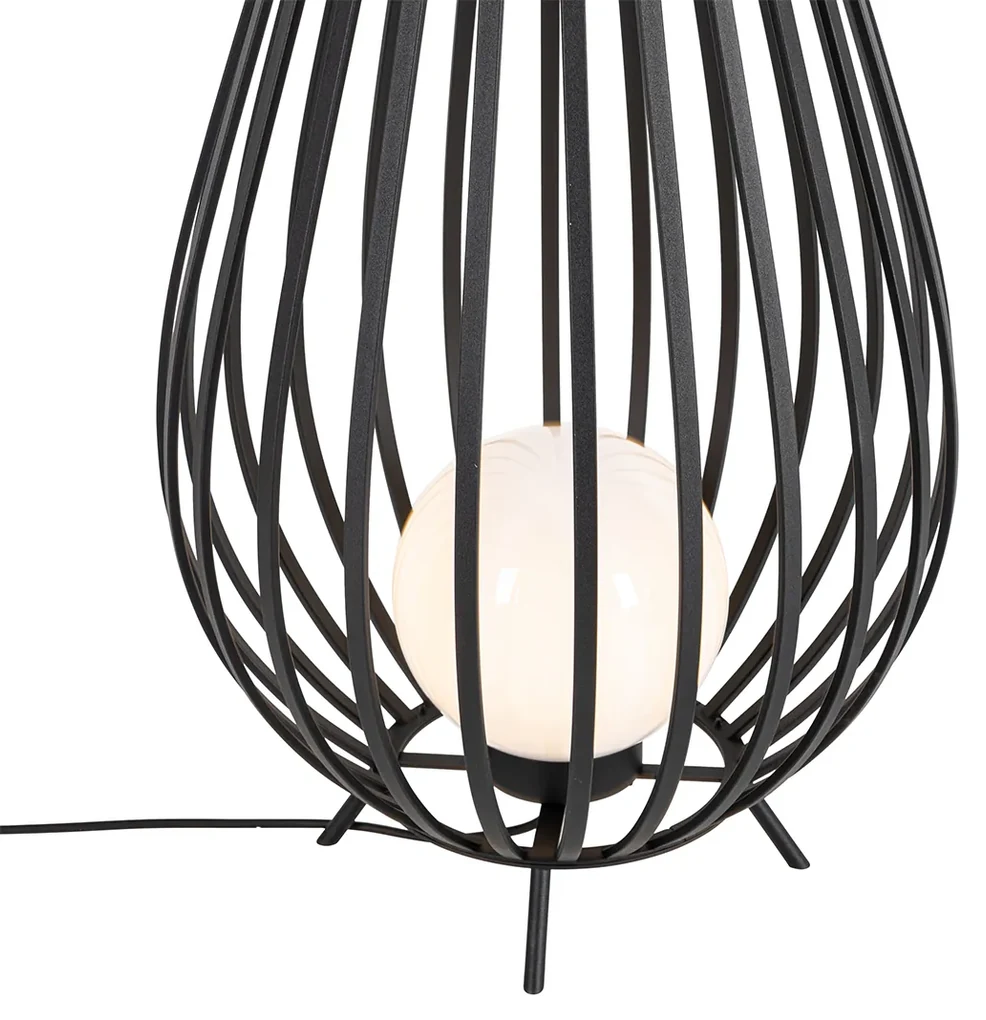 Lampada da terra di design nera con opale 70 cm - Angela