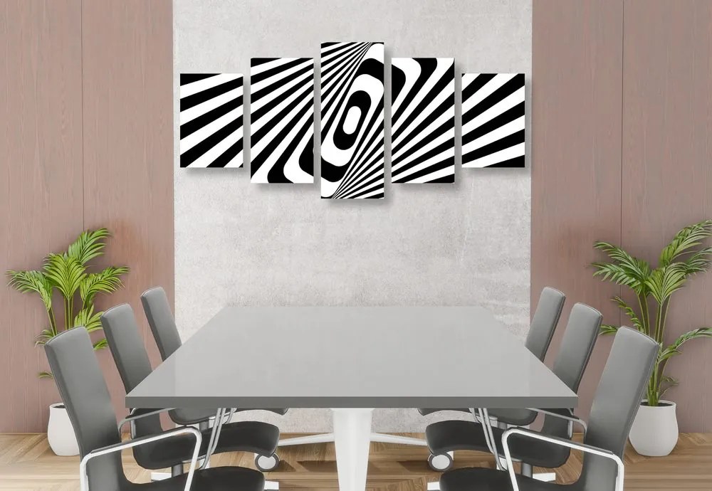 Quadri 5 pezzi – Illusione in bianco e nero