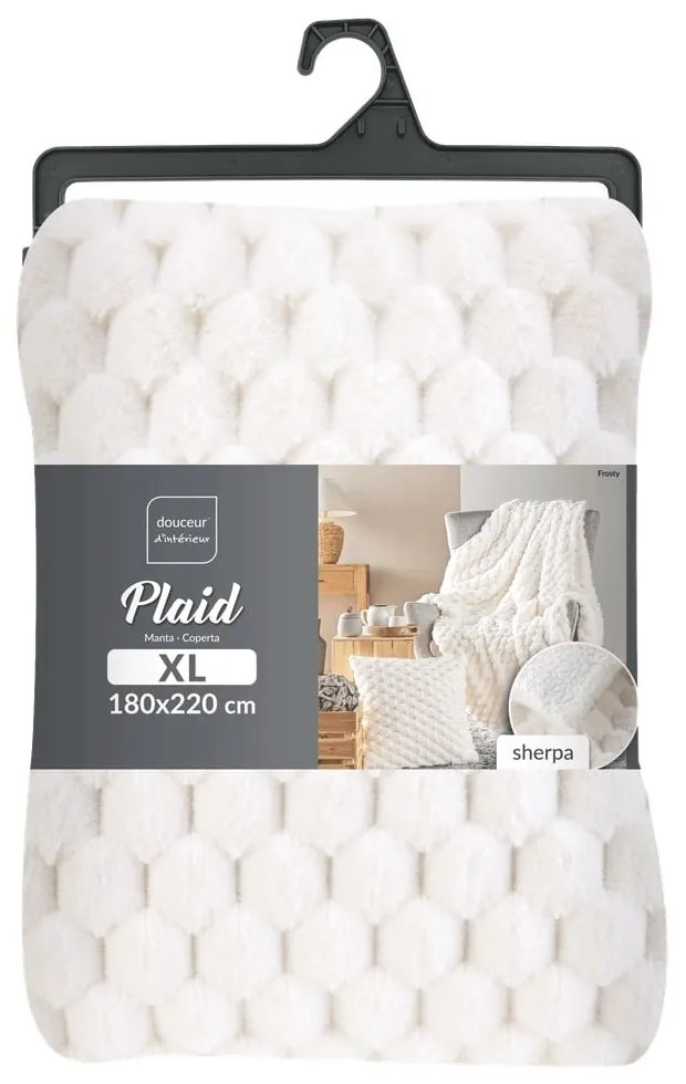 Coperta color crema in micropile 180x220 cm Frosty – douceur d'intérieur
