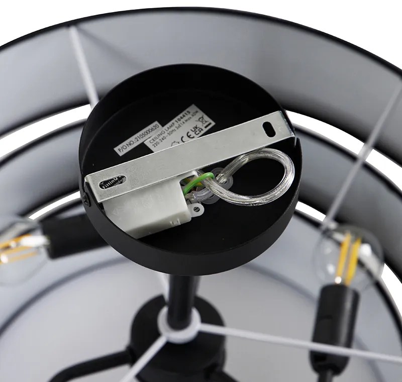 Plafoniera moderna nera 45 cm 3 luci - Drum Trio