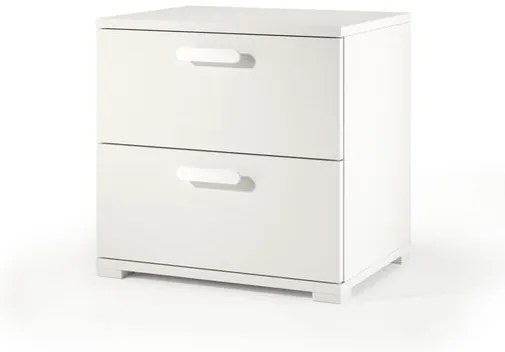 Comodino con 2 cassetti in truciolare bianco L 50 x H 49 x P 39 cm