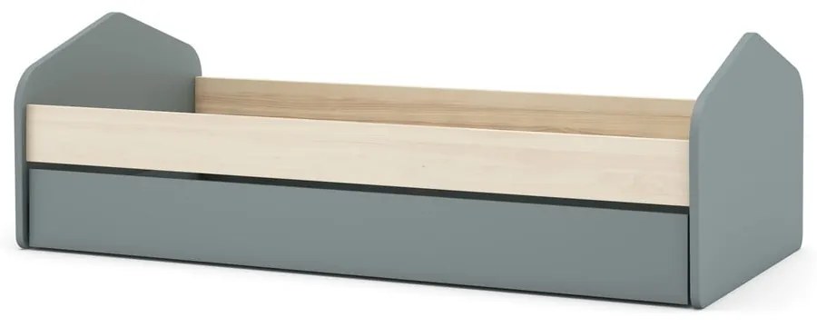 Letto da bambini estraibile di colore naturale/verde polveroso con effetto pino con contenitore con rete inclusa 90x200 cm Estefania – Marckeric