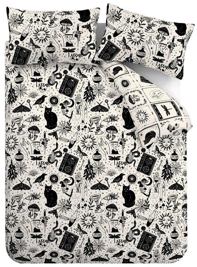 Set copripiumino e federa nero e beige per letto matrimoniale 200x200 cm Enchanted Witchcraft – Catherine Lansfield