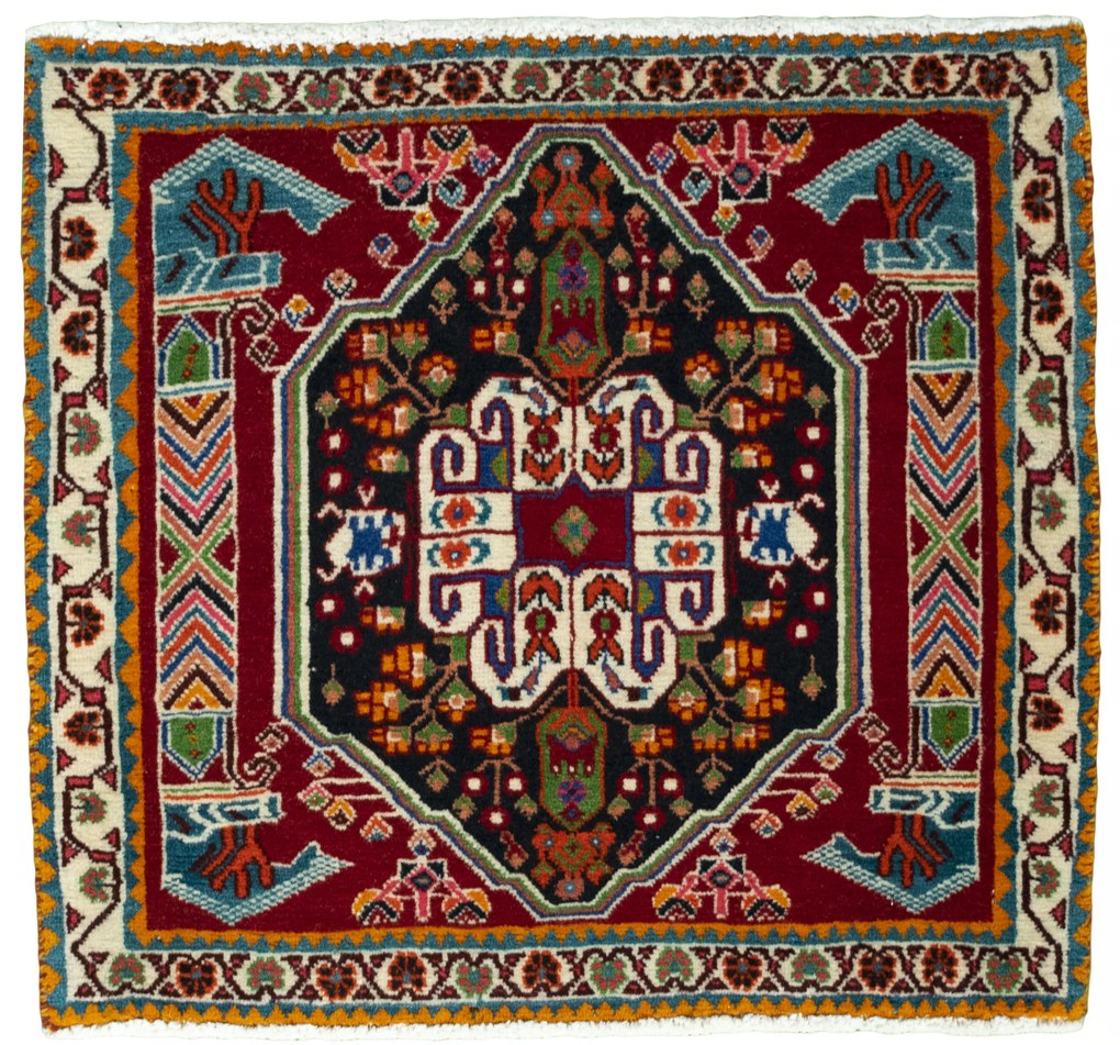 Shiraz Tappeto persiano 60x60 Rosso (Iran) Annodato A Mano