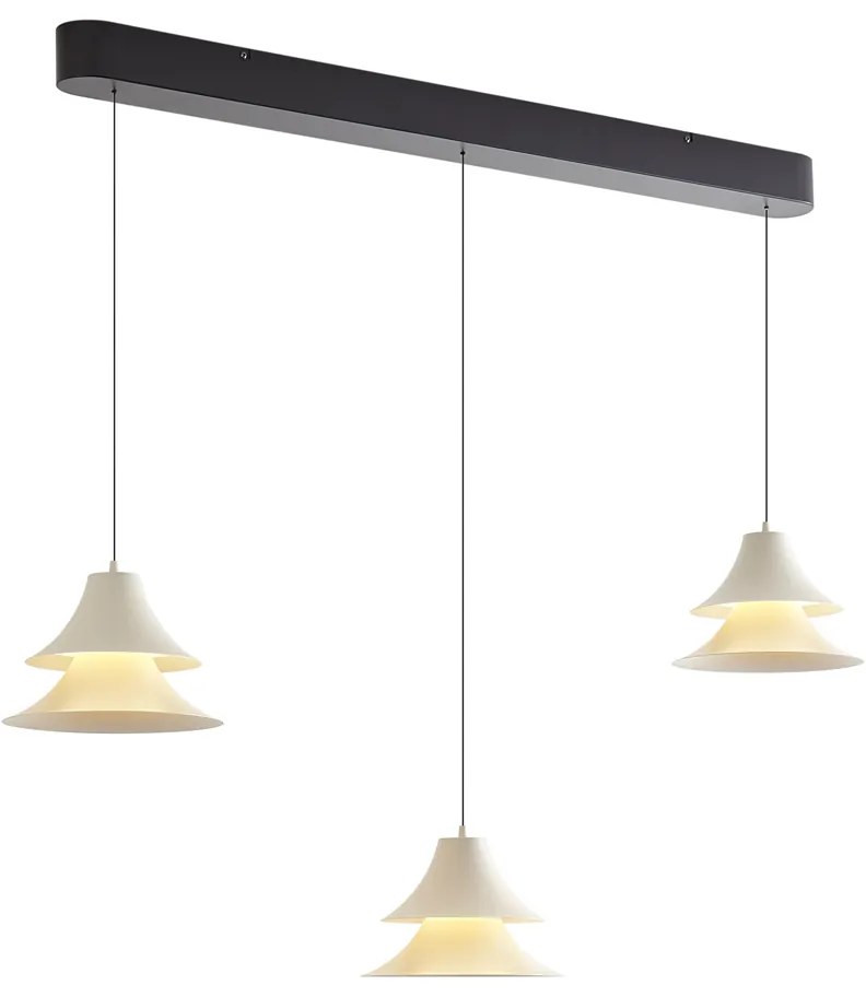 Lampada a sospensione nera con beige con LED dimmerabile a 3 livelli 3 luci Easylift - Witch