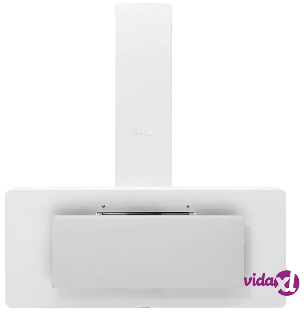vidaXL Cappa Parete 90 cm Acciaio Inox e Vetro Temperato Bianco Lucido
