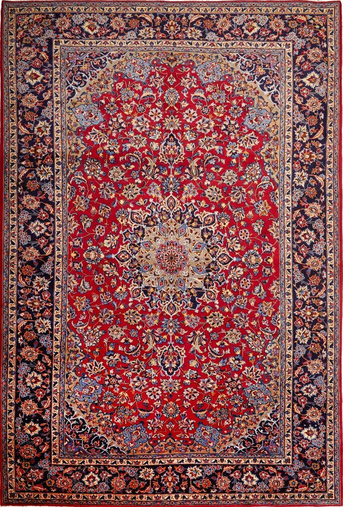 Najafabad Tappeto persiano 370 x 250 Blu (Iran) Annodato A Mano